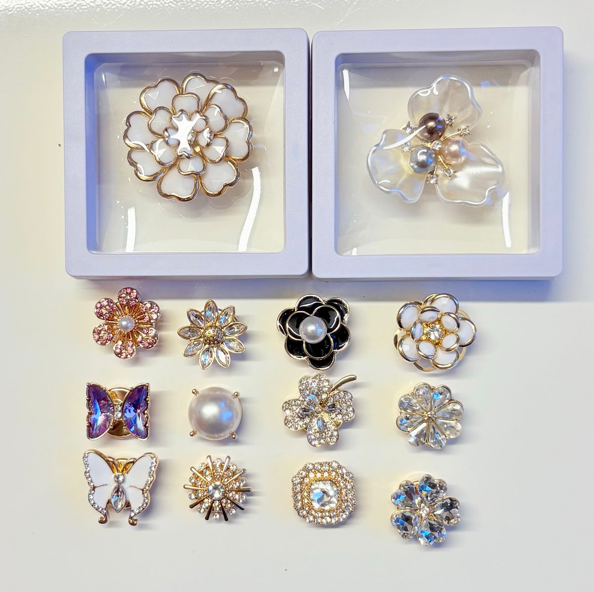 Clip on pynteknapper l - pk.2 stk.